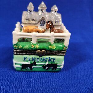 Vintage Kentucky Derby Hinged Trinket Box